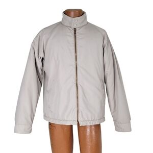 London Fog Jacket Men Size 40 R Beige Quilted Lining Pockets Zip Front Vintage